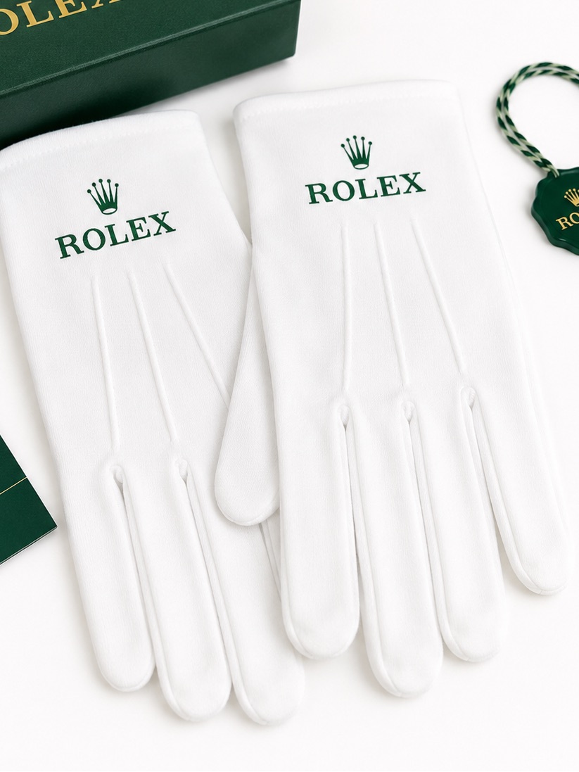 Rolex White And Green Gloves